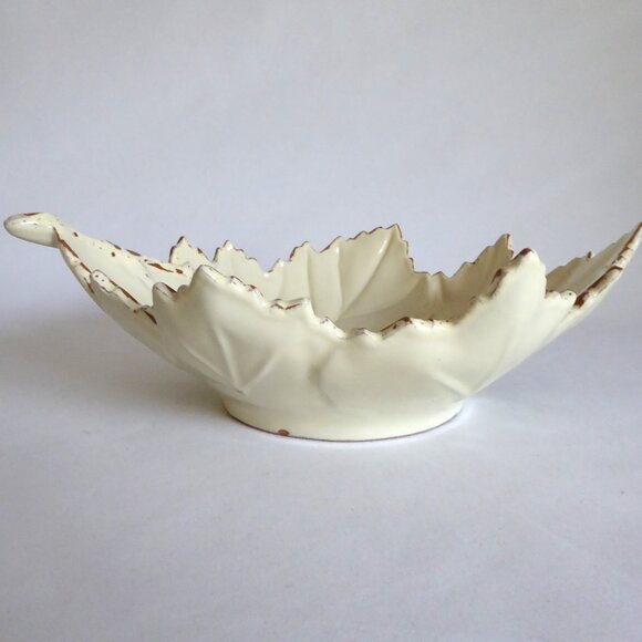 NEW CRATE & BARREL CERAMICHE MADE IN ITALY CERAMIC LEAF SHAPED BOWL PLATE SET - Picture 9 of 12